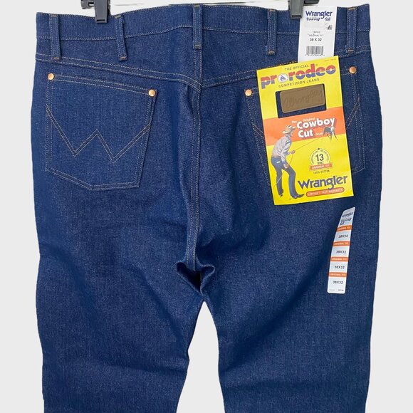 Wrangler Cowboy Cut Denim Jeans Blue Men's Size 38X32 Original Fit Pro Rodeo New - Picture 6 of 12
